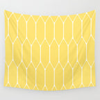 Yellow Long Honeycomb Minimalist Geometric Pattern Wall Tapestry Gallery Image 4