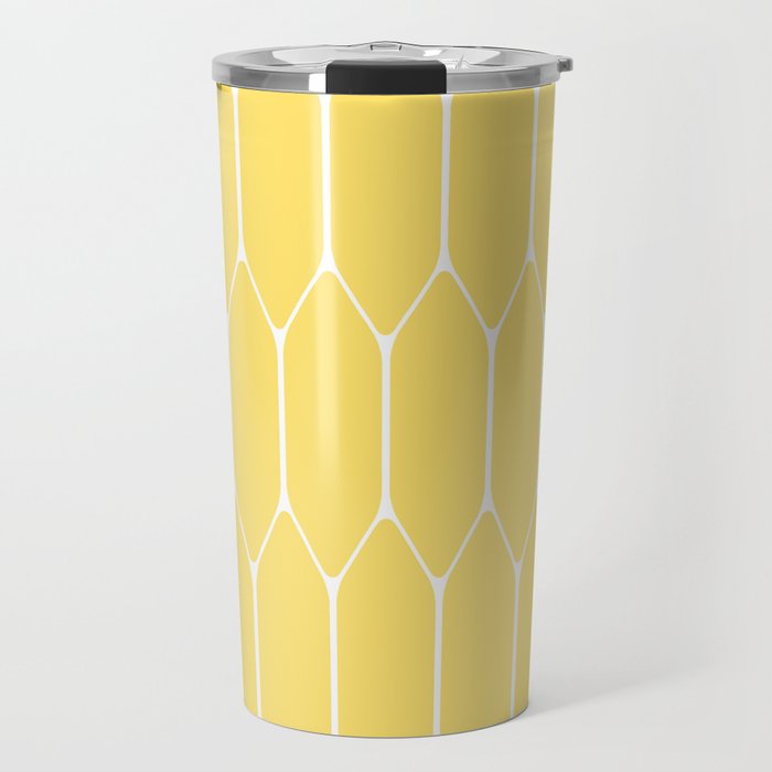 Yellow Long Honeycomb Minimalist Geometric Pattern Travel Mug Gallery Image 1