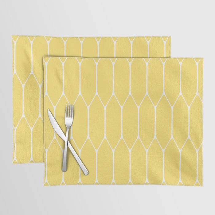Yellow Long Honeycomb Minimalist Geometric Pattern Placemat Gallery Image 1
