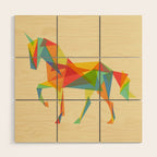 Fractal Geometric Unicorn Wood Wall Art Gallery Image 1
