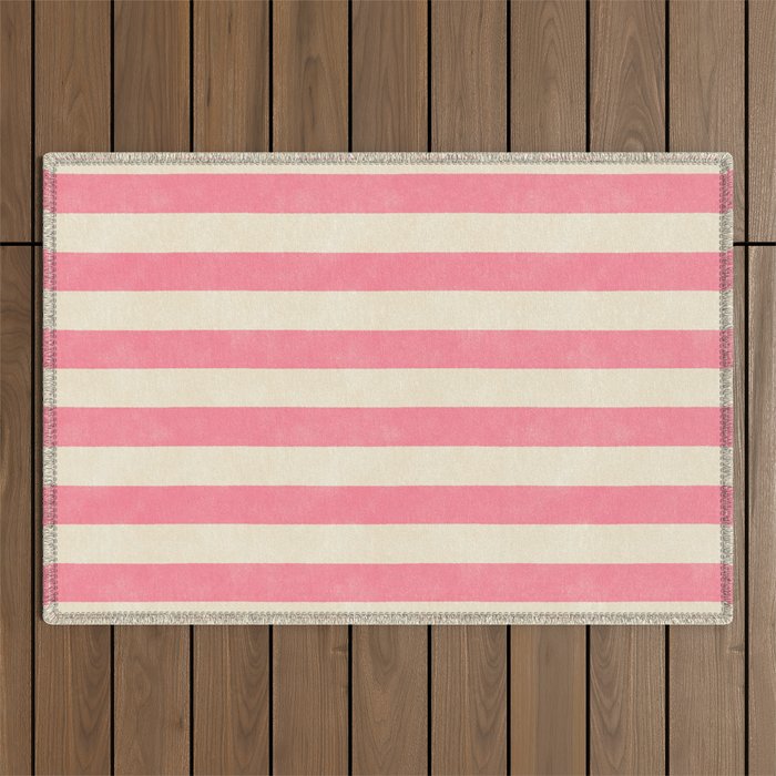 Cabana Stripe - pink & cream Outdoor Rug Gallery Image 1