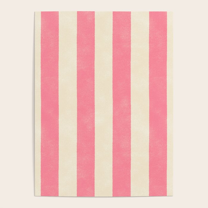 Cabana Stripe - pink & cream Poster Gallery Image 1