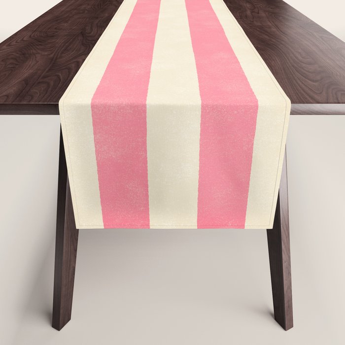 Cabana Stripe - pink & cream Table Runner Gallery Image 1