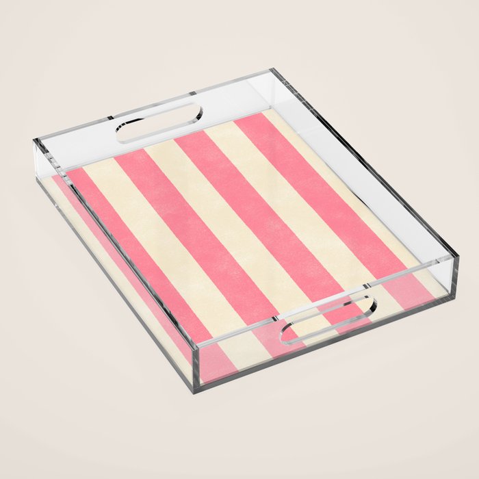 Cabana Stripe - pink & cream Acrylic Tray Gallery Image 1