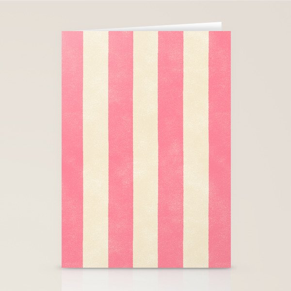 Cabana Stripe - pink & cream Stationery Card Gallery Image 1