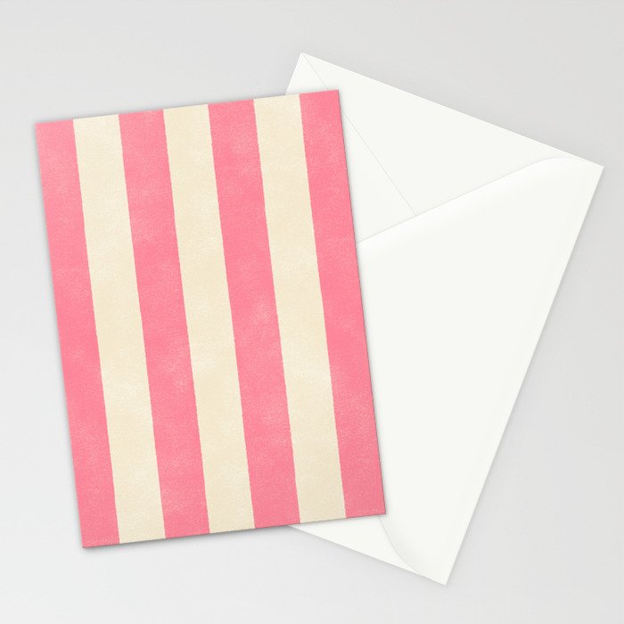 Cabana Stripe - pink & cream Stationery Card Gallery Image 2
