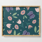 Butterfly and Flowers  Serving Tray Gallery Image 1