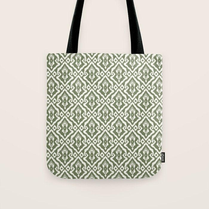Modern Ikat Lush Green Tote Bag Gallery Image 1