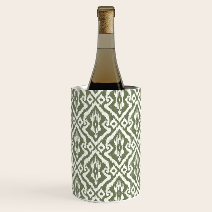 Modern Ikat Lush Green Wine Chiller Gallery Image 2