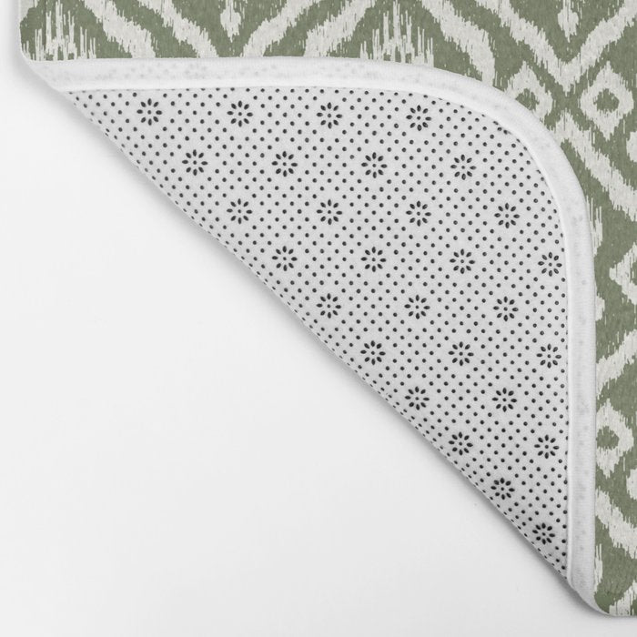 Modern Ikat Lush Green Bath Mat Gallery Image 2