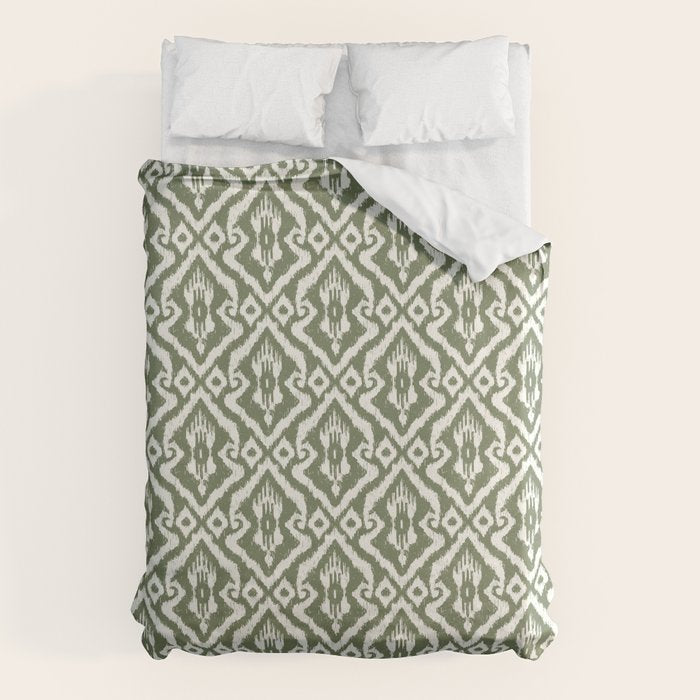 Modern Ikat Lush Green Duvet Cover Gallery Image 6
