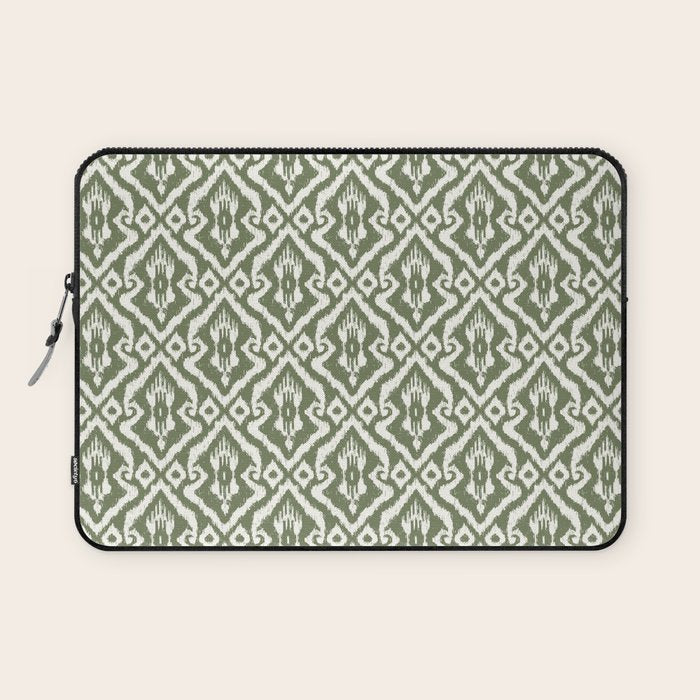 Modern Ikat Lush Green Laptop Sleeve Gallery Image 1