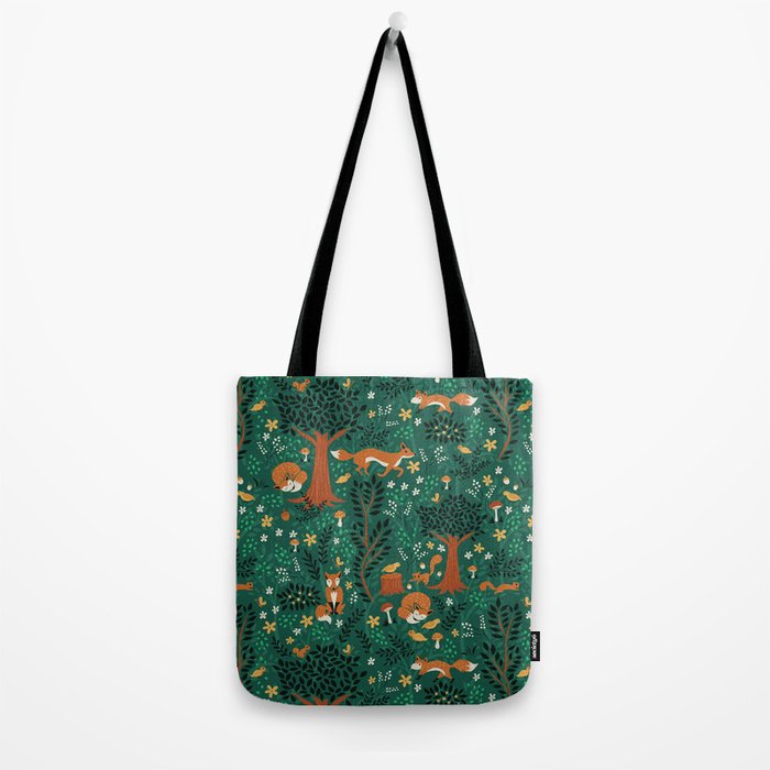Foxes Playing in the Emerald Forest Tote Bag Gallery Image 2