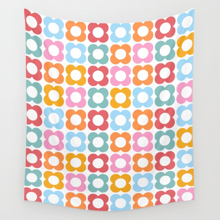 MINI DAISY FLOWER POWER PATTERN in candy PASTELS  Wall Tapestry Gallery Image 1
