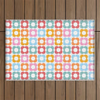 MINI DAISY FLOWER POWER PATTERN in candy PASTELS  Outdoor Rug Gallery Image 1