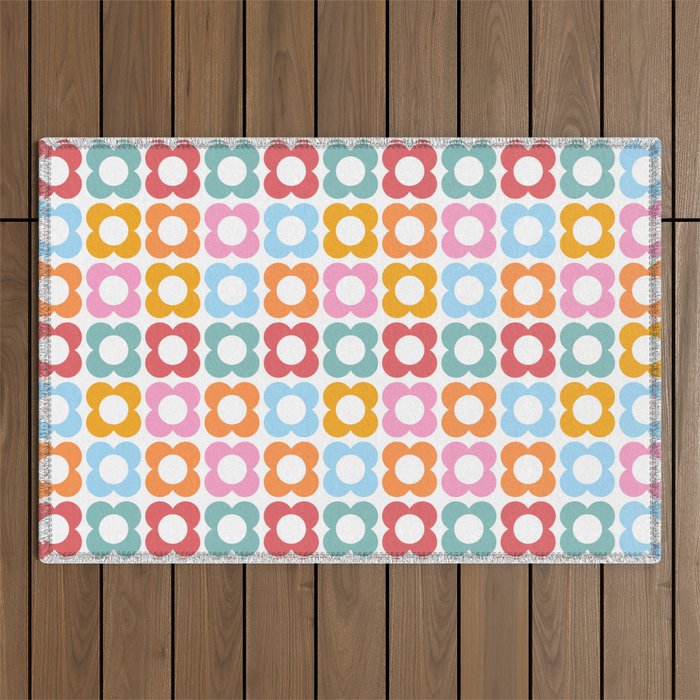 MINI DAISY FLOWER POWER PATTERN in candy PASTELS  Outdoor Rug Gallery Image 1