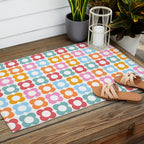 MINI DAISY FLOWER POWER PATTERN in candy PASTELS  Outdoor Rug Gallery Image 2