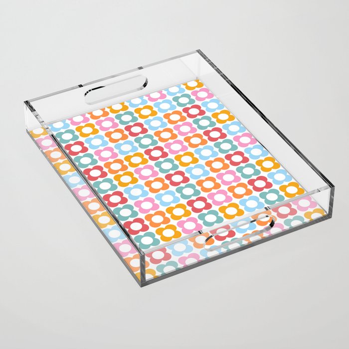MINI DAISY FLOWER POWER PATTERN in candy PASTELS  Acrylic Tray Gallery Image 1