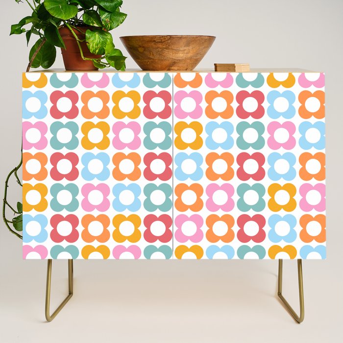 MINI DAISY FLOWER POWER PATTERN in candy PASTELS  Credenza Gallery Image 1