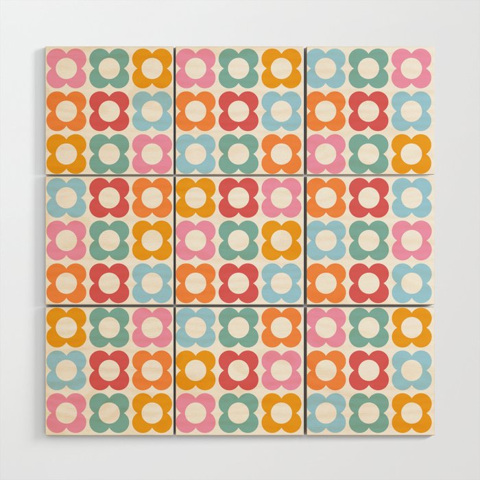 MINI DAISY FLOWER POWER PATTERN in candy PASTELS  Wood Wall Art Gallery Image 1