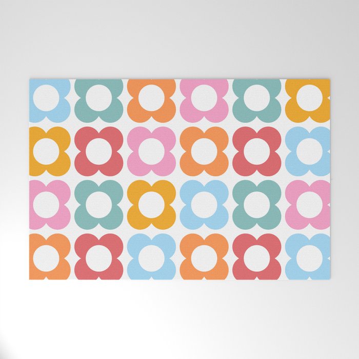 MINI DAISY FLOWER POWER PATTERN in candy PASTELS  Welcome Mat Gallery Image 1