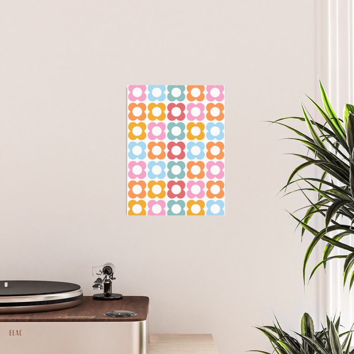 MINI DAISY FLOWER POWER PATTERN in candy PASTELS  Poster Gallery Image 2