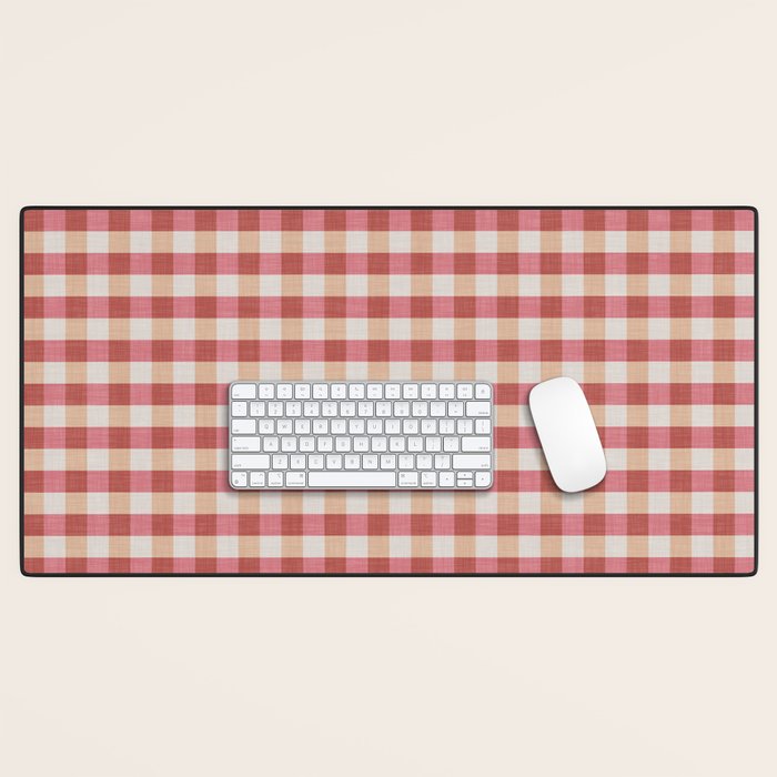 Cozy Gingham in Pink Desk Mat
