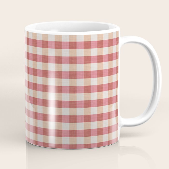 Cozy Gingham in Pink Coffee Mug Gallery Image 1