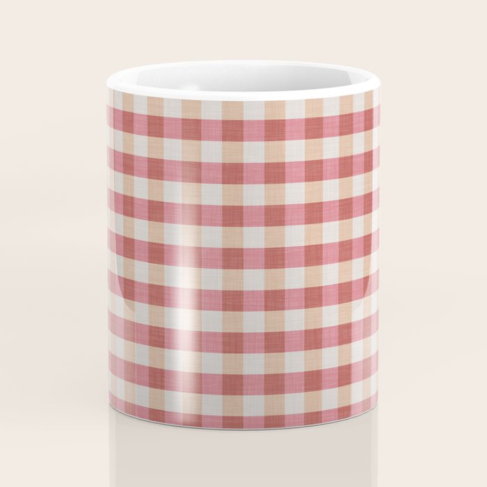 Cozy Gingham in Pink Coffee Mug Gallery Image 4