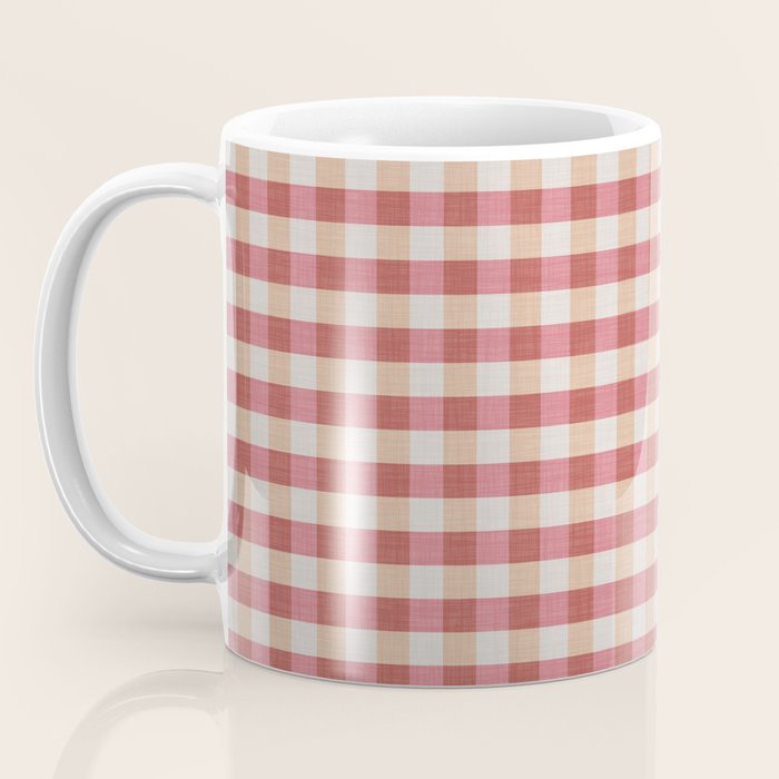 Cozy Gingham in Pink Coffee Mug Gallery Image 3