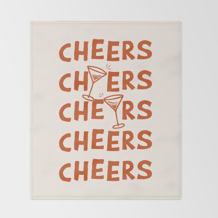 Cheers. Cocktails and Drinks in Burnt Orange and Linen White Throw Blanket Gallery Image 2