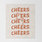 Cheers. Cocktails and Drinks in Burnt Orange and Linen White Throw Blanket Gallery Image 2