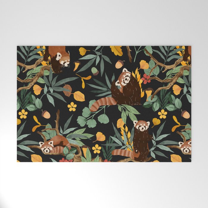 RED PANDAS IN DARK WILD NATURE Welcome Mat Gallery Image 1