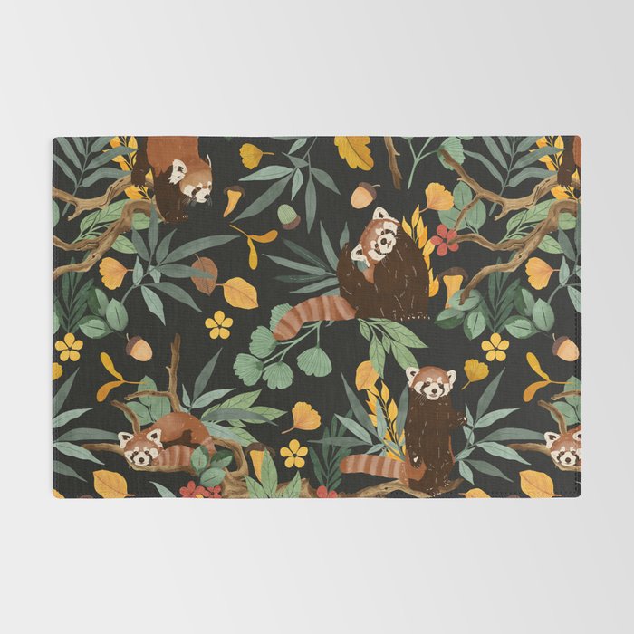 RED PANDAS IN DARK WILD NATURE Rug Gallery Image 2