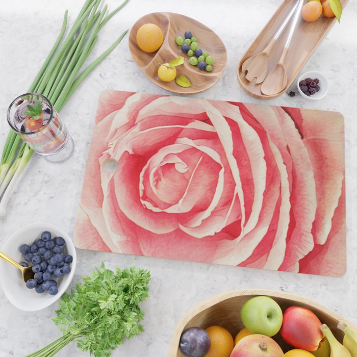 Close up pink rose Cutting Board Gallery Image 2