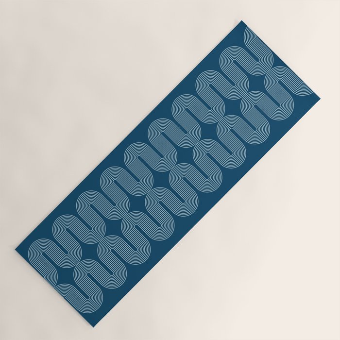 Mid Century Modern Geometric 101 in night Blue (Rainbow Abstract) Yoga Mat Gallery Image 1