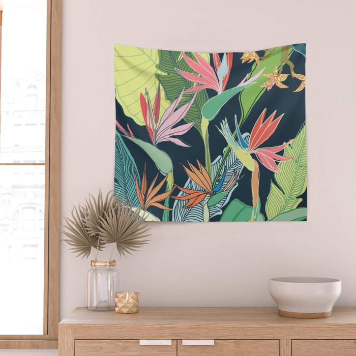 Tropical Bird of Paradise Wall Tapestry Gallery Image 2