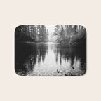 Forest Reflection Lake - Black and White  - Nature Photography Bath Mat Gallery Image 1