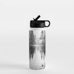 Forest Reflection Lake - Black and White  - Nature Photography Water Bottle Gallery Image 1