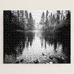 Forest Reflection Lake - Black and White  - Nature Photography Jigsaw Puzzle Gallery Image 1