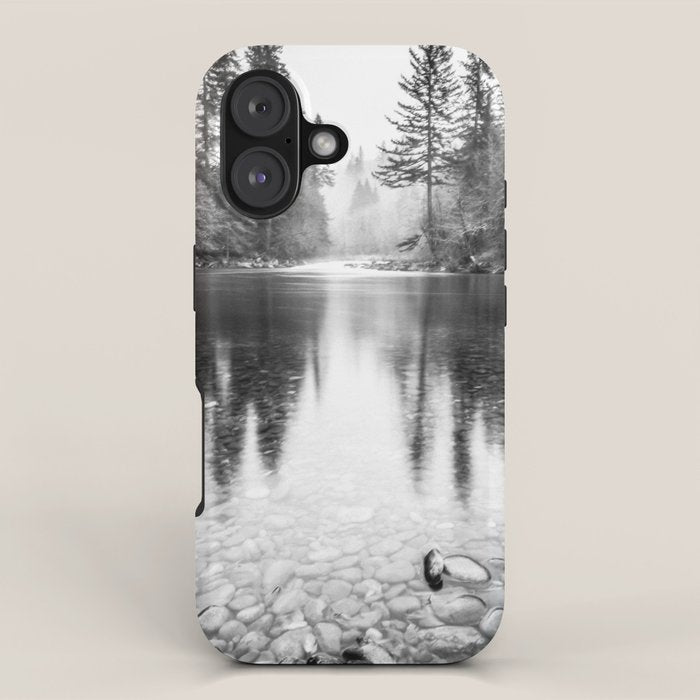 Forest Reflection Lake - Black and White  - Nature Photography iPhone Case Gallery Image 1