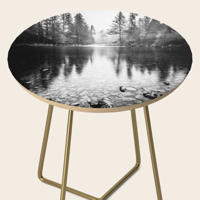 Forest Reflection Lake - Black and White  - Nature Photography Side Table Gallery Image 2