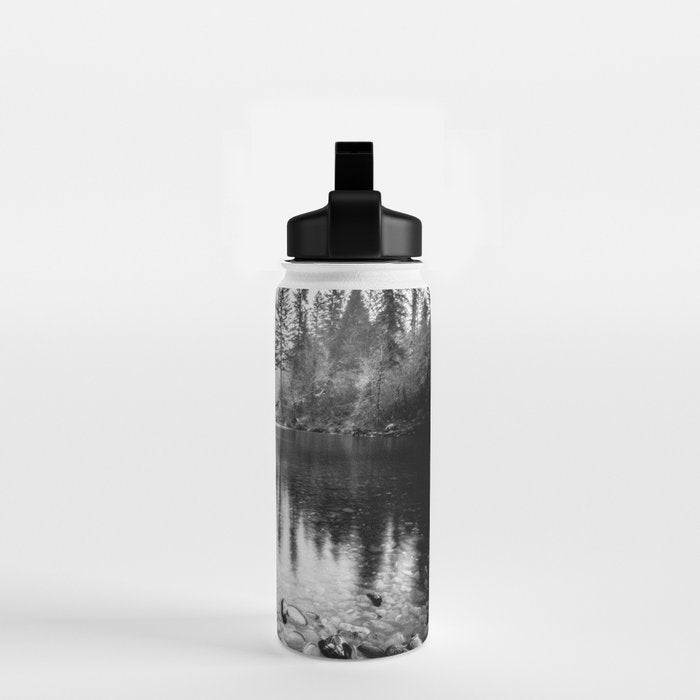 Forest Reflection Lake - Black and White  - Nature Photography Water Bottle Gallery Image 2