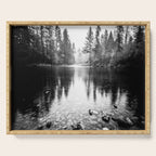 Forest Reflection Lake - Black and White  - Nature Photography Serving Tray Gallery Image 1