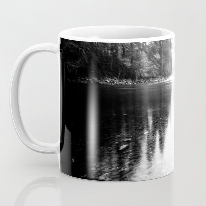 Forest Reflection Lake - Black and White  - Nature Photography Coffee Mug Gallery Image 3