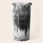 Forest Reflection Lake - Black and White  - Nature Photography Travel Mug Gallery Image 2