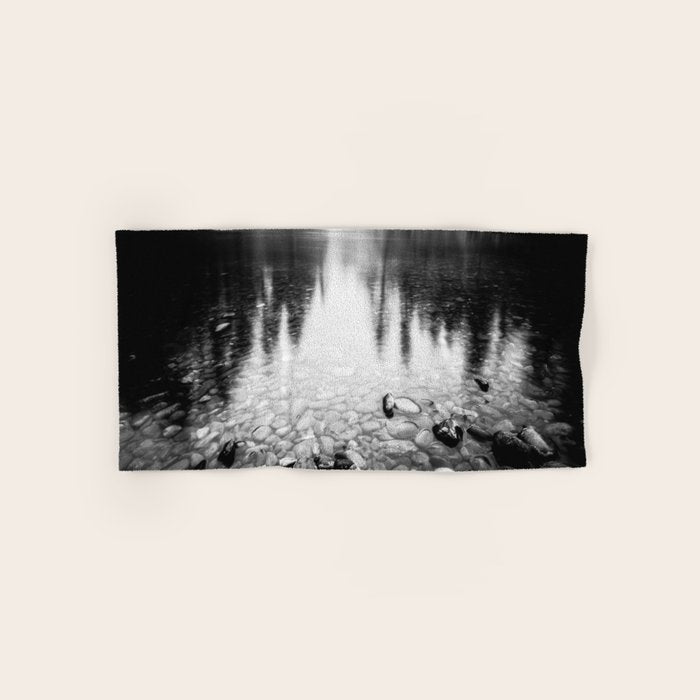 Forest Reflection Lake - Black and White  - Nature Photography Bath Towel Gallery Image 1