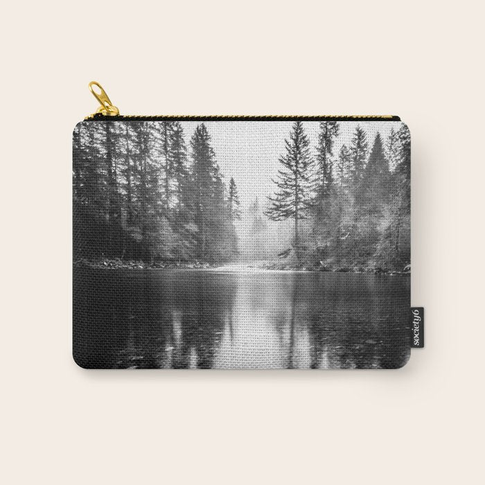 Forest Reflection Lake - Black and White  - Nature Photography Carry All Pouch Gallery Image 1