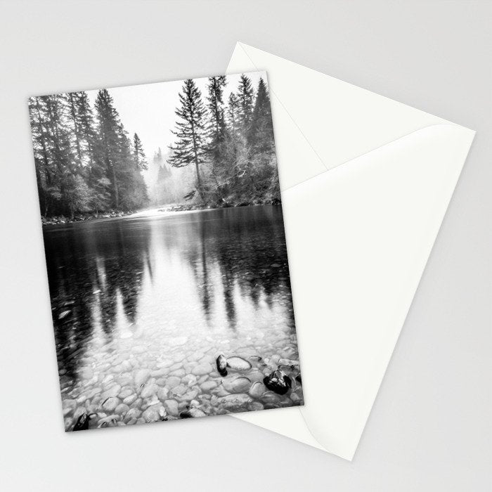 Forest Reflection Lake - Black and White  - Nature Photography Stationery Card Gallery Image 2