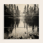 Forest Reflection Lake - Black and White  - Nature Photography Wood Wall Art Gallery Image 1
